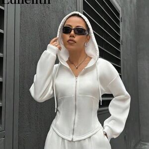 White SHEIN zip up hoodie